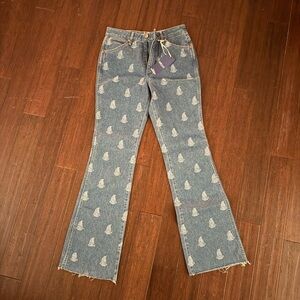 Wrangler Blue Patterned Flare Jeans